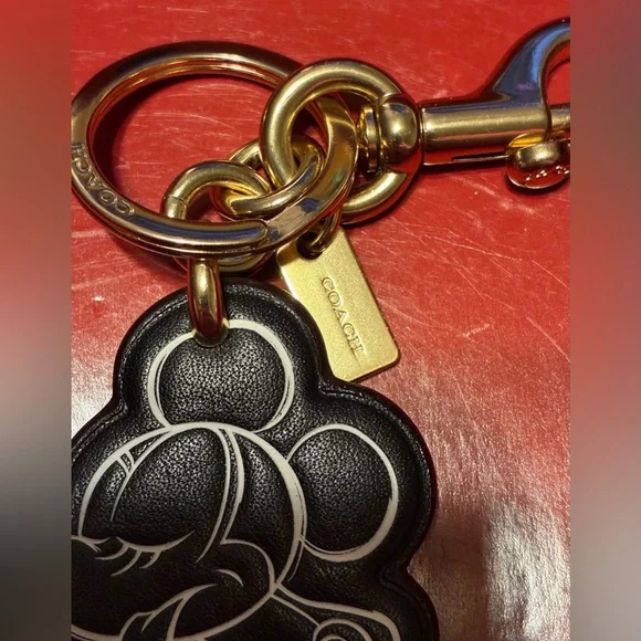 COACH x DISNEY Supple Leather Minnie Mouse Bag Charm Keychain Key Fob NEW NWT - Picture 9 of 14